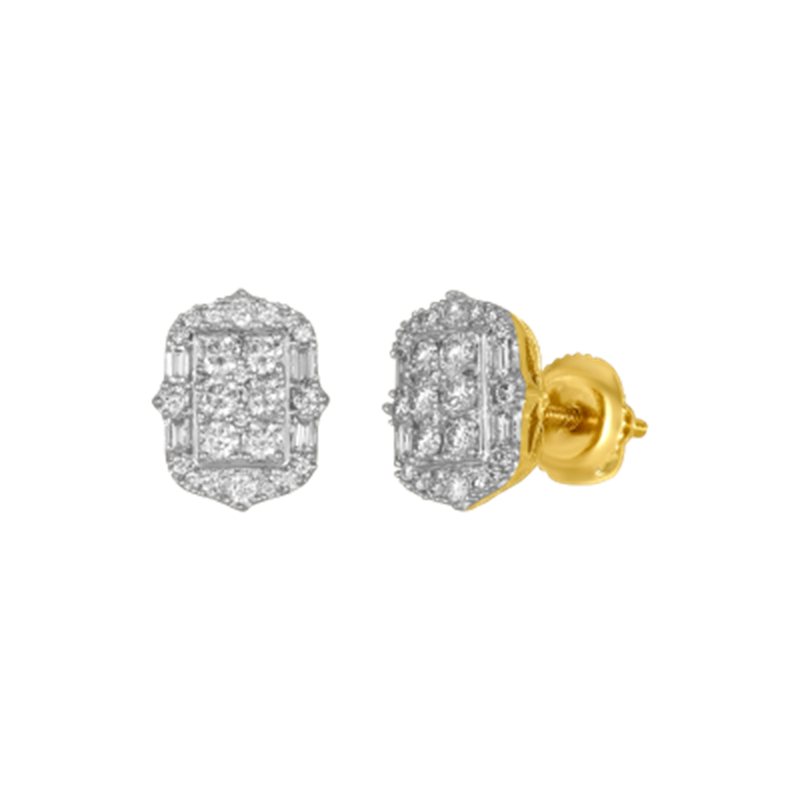 14k 2 Tone Princess Cut Diamond Earrings – 16062!
