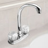 Delta Waterfall two-handle centerset bar-prep sink faucet with high arc swivel spout, in Chrome finish