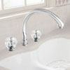 Delta Waterfall two-handle widespread kitchen faucet with high arc swivel spout, in Chrome finish