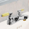 Delta Classic two-handle Lavatory faucet with pop-up, in Chrome & Brilliance Polished Brass Finish