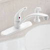 Delta Signature single-handle kitchen faucet with swivel spout, in White finish with vegetable spray
