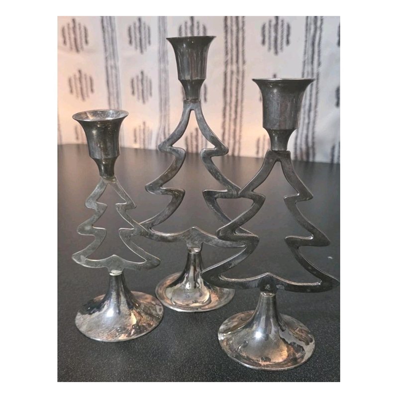 International Silver Company 3pc Candle Stand Set