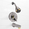 Delta Classic Scald-Guard Tub/Shower Faucet, in Brilliance Pearl Nickel - Polished Brass Finish