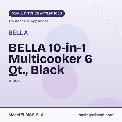 BELLA 10-in-1 Multicooker 6 Qt., Black