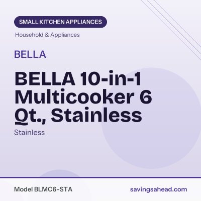 BELLA 10-in-1 Multicooker 6 Qt., Stainless