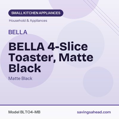 BELLA 4-Slice Toaster, Matte Black
