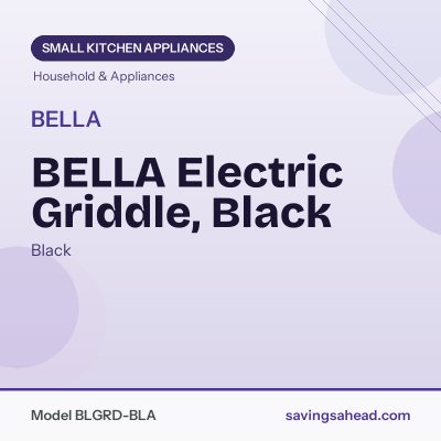BELLA Electric Griddle, Black
