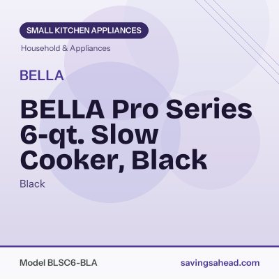 BELLA Pro Series 6-qt. Slow Cooker, Black