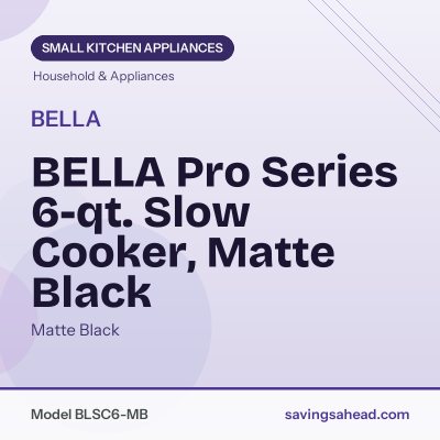 BELLA Pro Series 6-qt. Slow Cooker, Matte Black