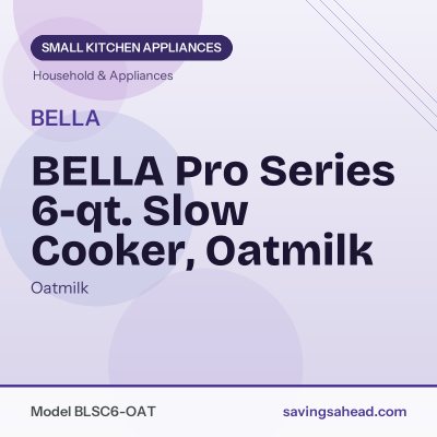 BELLA Pro Series 6-qt. Slow Cooker, Oatmilk