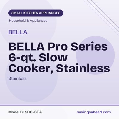 BELLA Pro Series 6-qt. Slow Cooker, Stainless