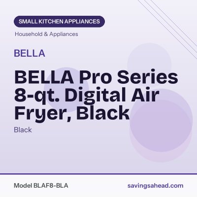 BELLA Pro Series 8-qt. Digital Air Fryer, Black