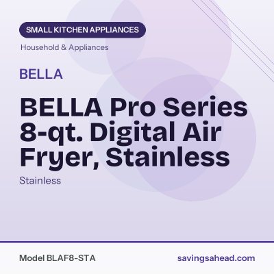 BELLA Pro Series 8-qt. Digital Air Fryer, Stainless