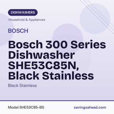Bosch 300 Series Dishwasher SHE53C85N, Black Stainless
