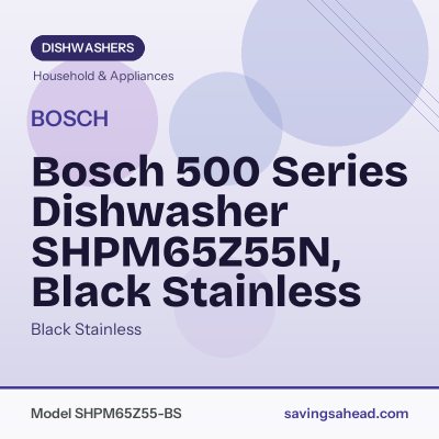 Bosch 500 Series Dishwasher SHPM65Z55N, Black Stainless