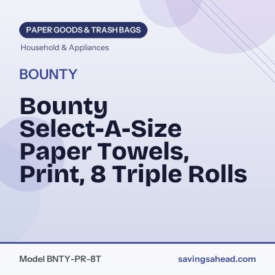Bounty Select-A-Size Paper Towels, Print, 8 Triple Rolls