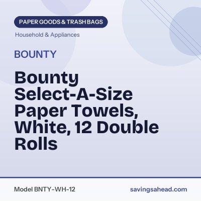Bounty Select-A-Size Paper Towels, White, 12 Double Rolls