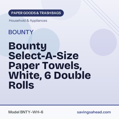 Bounty Select-A-Size Paper Towels, White, 6 Double Rolls