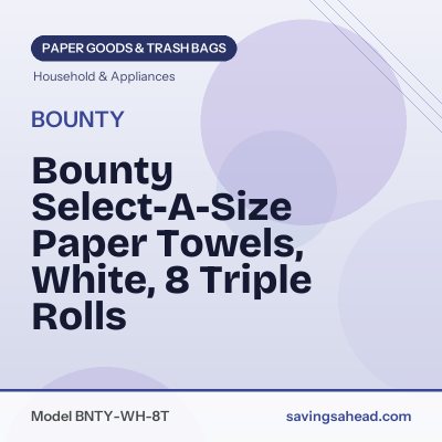 Bounty Select-A-Size Paper Towels, White, 8 Triple Rolls