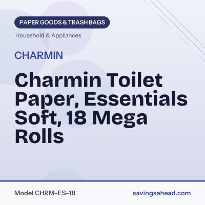 Charmin Toilet Paper, Essentials Soft, 18 Mega Rolls