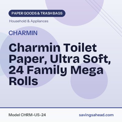 Charmin Toilet Paper, Ultra Soft, 24 Family Mega Rolls