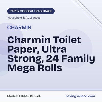Charmin Toilet Paper, Ultra Strong, 24 Family Mega Rolls