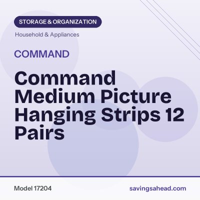 Command Medium Picture Hanging Strips 12 Pairs