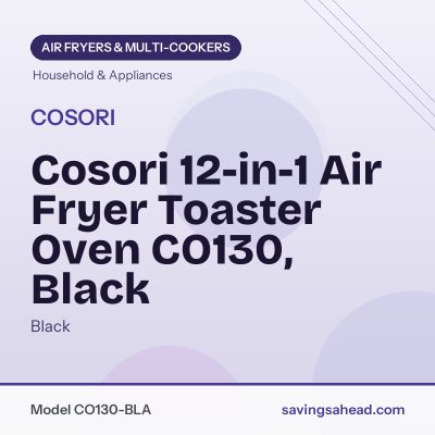Cosori 12-in-1 Air Fryer Toaster Oven CO130, Black