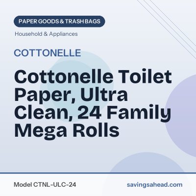 Cottonelle Toilet Paper, Ultra Clean, 24 Family Mega Rolls