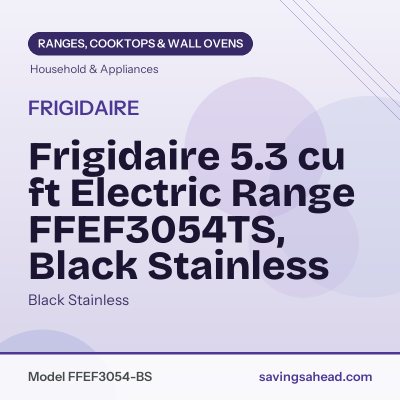 Frigidaire 5.3 cu ft Electric Range FFEF3054TS, Black Stainless