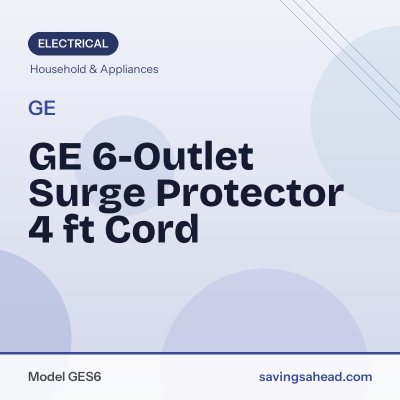 GE 6-Outlet Surge Protector 4 ft Cord