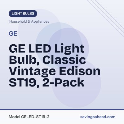 GE LED Light Bulb, Classic Vintage Edison ST19, 2-Pack