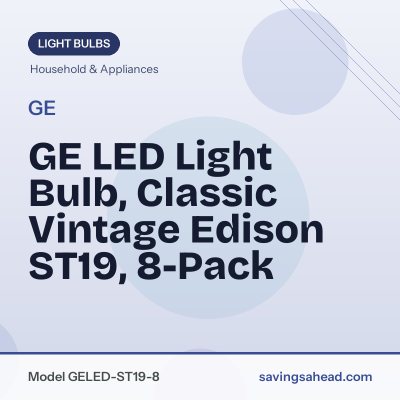 GE LED Light Bulb, Classic Vintage Edison ST19, 8-Pack