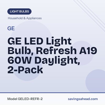 GE LED Light Bulb, Refresh A19 60W Daylight, 2-Pack