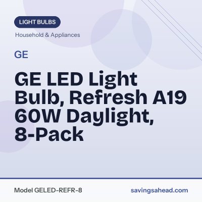 GE LED Light Bulb, Refresh A19 60W Daylight, 8-Pack
