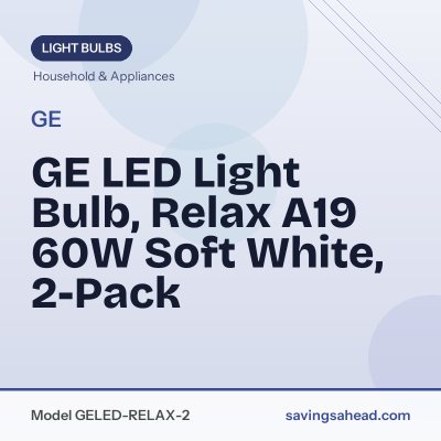 GE LED Light Bulb, Relax A19 60W Soft White, 2-Pack
