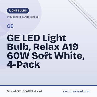 GE LED Light Bulb, Relax A19 60W Soft White, 4-Pack