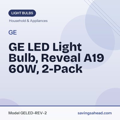 GE LED Light Bulb, Reveal A19 60W, 2-Pack
