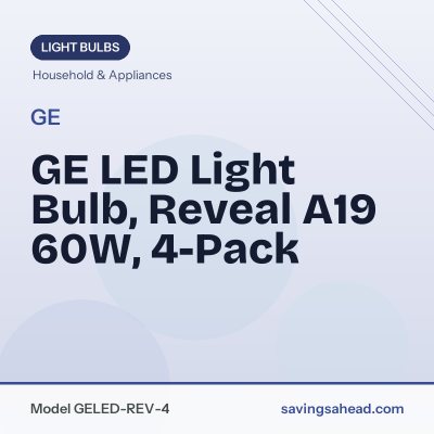 GE LED Light Bulb, Reveal A19 60W, 4-Pack
