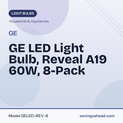 GE LED Light Bulb, Reveal A19 60W, 8-Pack