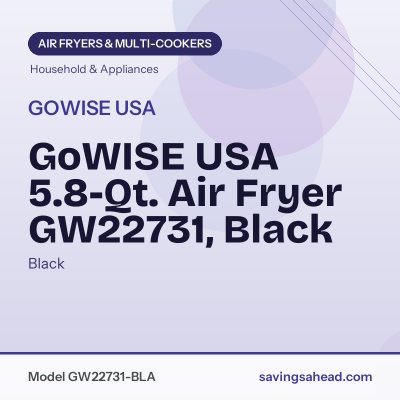 GoWISE USA 5.8-Qt. Air Fryer GW22731, Black