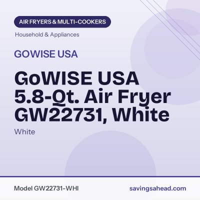GoWISE USA 5.8-Qt. Air Fryer GW22731, White