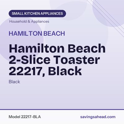 Hamilton Beach 2-Slice Toaster 22217, Black