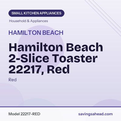 Hamilton Beach 2-Slice Toaster 22217, Red