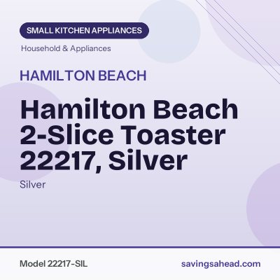 Hamilton Beach 2-Slice Toaster 22217, Silver