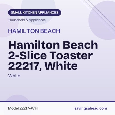 Hamilton Beach 2-Slice Toaster 22217, White