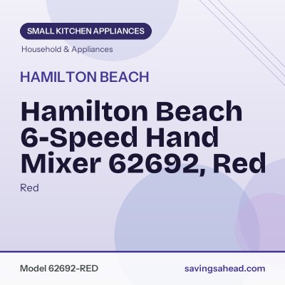 Hamilton Beach 6-Speed Hand Mixer 62692, Red