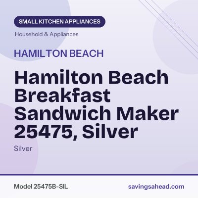 Hamilton Beach Breakfast Sandwich Maker 25475, Silver