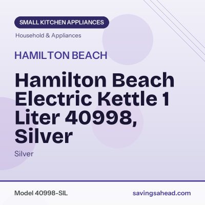 Hamilton Beach Electric Kettle 1 Liter 40998, Silver