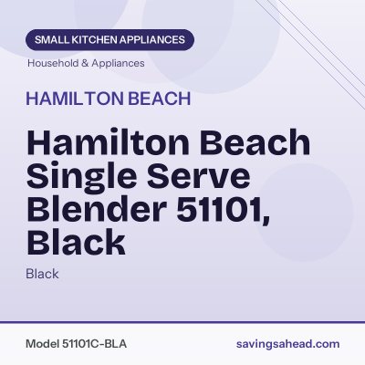 Hamilton Beach Single Serve Blender 51101, Black
